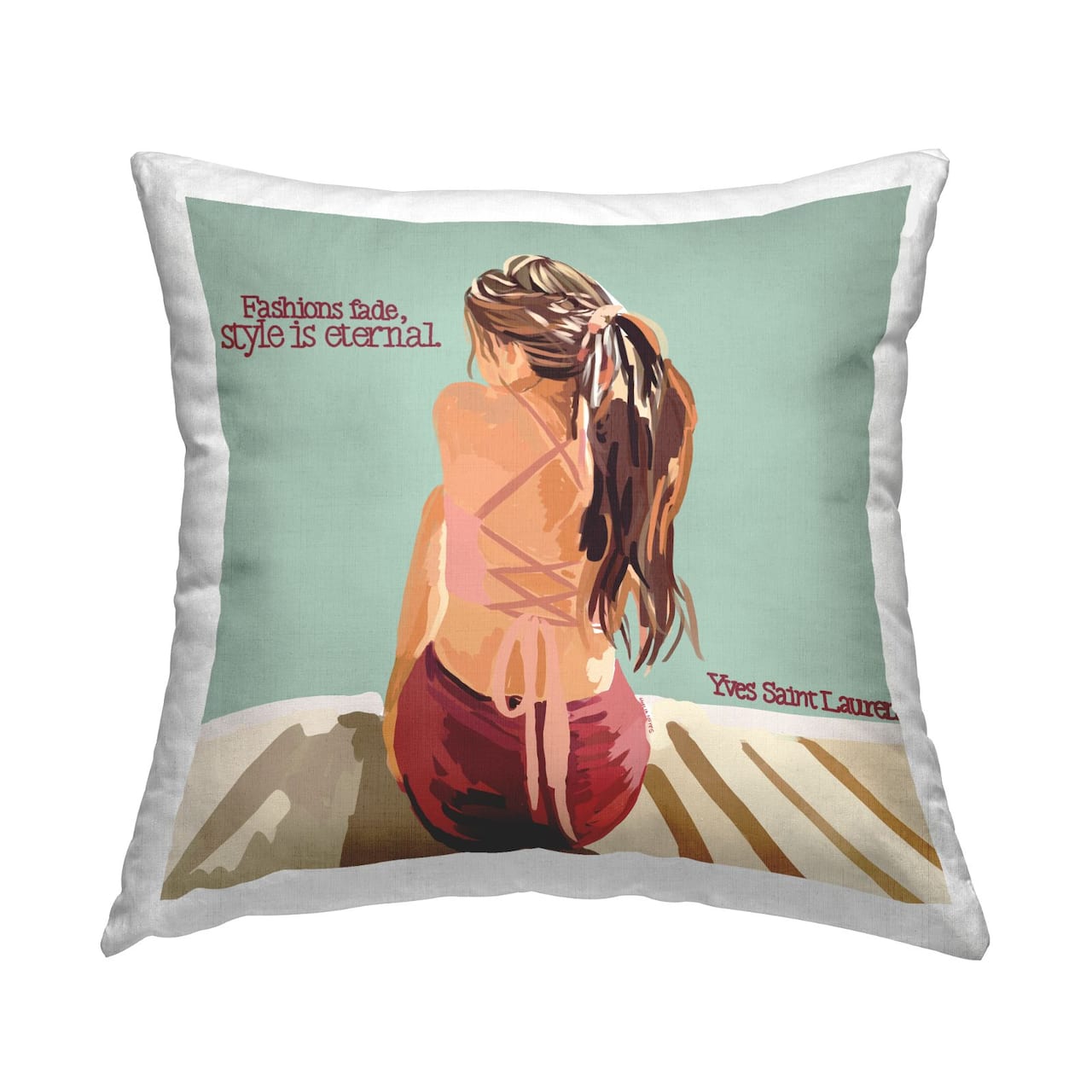 Stupell Industries Style is Eternal Glam Fashion Quote Woman Throw Pillow, 18" x 18"